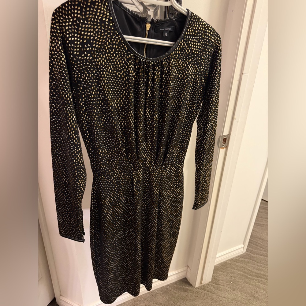 Pink Tartan Black and Gold Patterned Dress - Picture 7 of 9